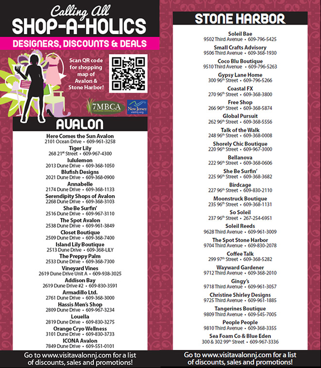 Shop-A-Holics Weekend participating stores.